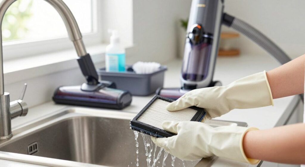 como limpar aspirador vertical